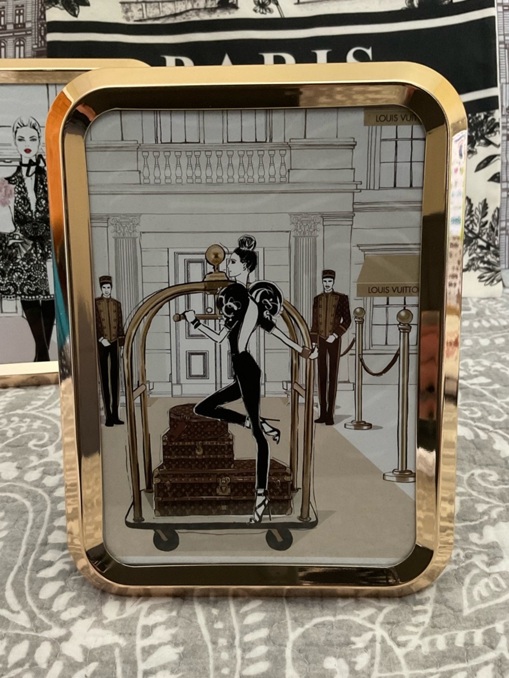 Megan Hess Louis Vuitton Image in Papyrus Frame